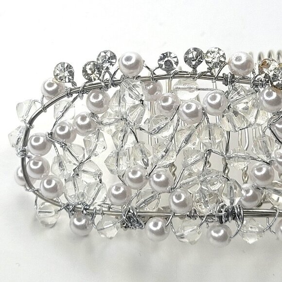 Pearl Tiara Haircomb Pearl and Crystal Hair Accessory - Picture 4 of 11